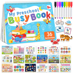Gagule Toddler Busy Book cover spread shows 36 activities for early learning
