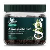 Gaia Herbs Ashwagandha bottle with stress support potential.