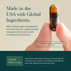 Packaging and Gaia Herbs Ashwagandha Root logo indicating quality and care.