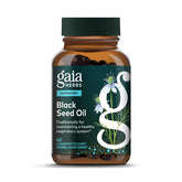 Gaia Herbs Black Seed Oil capsules bottle for easy daily immune and respiratory support.