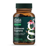 Gaia Herbs Echinacea Supreme bottle front promotes daily immune support with vegan capsules.