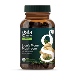 Gaia Herbs Lion's Mane capsules bottle for brain health support