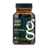 Gaia Herbs Milk Thistle bottle showing liver support for daily wellness.