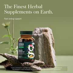 Gaia Herbs Quick Defense capsules close-up highlighting vegan plant-based capsules