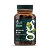 Gaia Herbs Rhodiola Rosea bottle front promotes balanced energy for daily routines