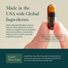 Gaia Herbs Rhodiola Rosea label detail reveals European sourcing and root extract