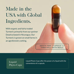 Detail of Gaia Herbs Turmeric Supreme label highlighting turmeric curcumin and black pepper