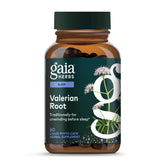 Gaia Herbs Valerian Root bottle front showing calm sleep support in vegan capsules