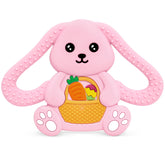 Gaiabliss Easter bunny teether featuring soft silicone for soothing gums.