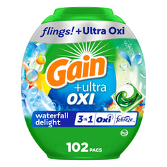 Gain Flings Ultra OXI Waterfall Delight Pack refreshing clothes with crisp scent