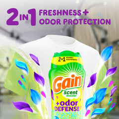 Beads being poured into washing machine for odor control