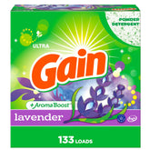 Gain Powder Lavender detergent in the drum delivering a thorough clean and lasting freshness.