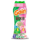 Gain Wicked: For Good bottle front shows the 12.2 oz scent booster ready for laundry and freshness.