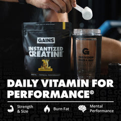 GAINS IN BULK instantized creatine powder dissolves easily in water for smooth mixing