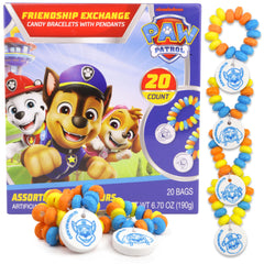 Galerie Paw Patrol candy bracelets packaging highlights character charms for party favors.