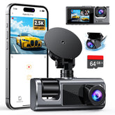 Galphi 3-Channel dash cam front 2.5K footage for detailed road records.