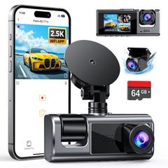 Galphi 3-Channel dash cam front 2.5K footage for detailed road records.