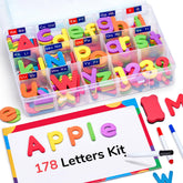 GAMENOTE classroom kit contents with colorful foam letters for early literacy practice