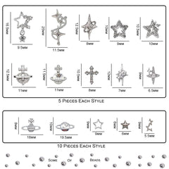 Ganepwns silver star, planet and cross nail art decor for glamorous designs