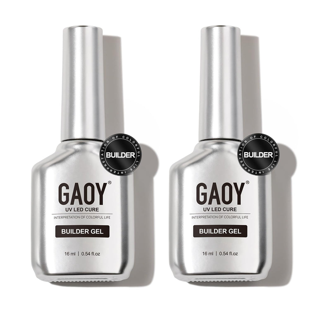 GAOY 2pcs clear builder gel bottle front view for natural-looking extensions.