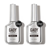 GAOY 2pcs clear builder gel bottle front view for natural-looking extensions.