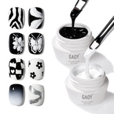 GAOY black and white painting gel for precise lines and intricate nail art.