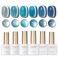 GAOY blue cat eye gel nail polish set for at-home shimmering manicure