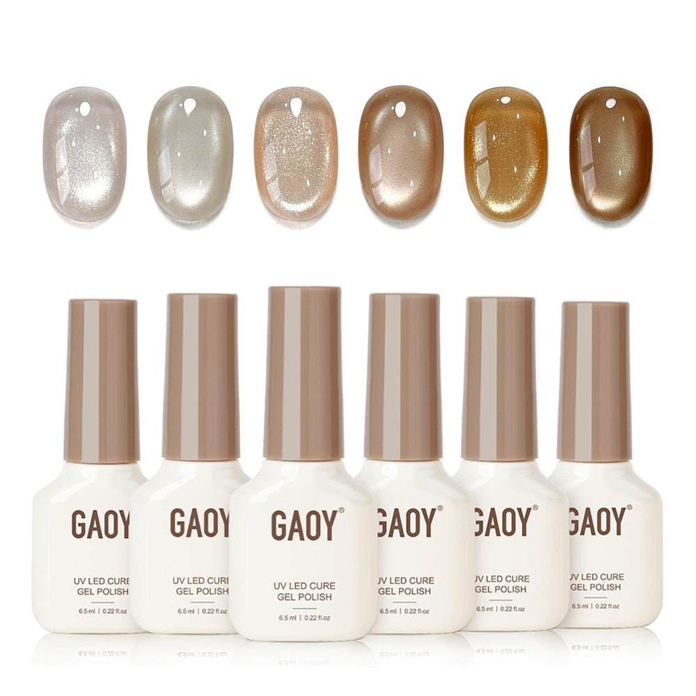 GAOY Brown Glitter Cat Eye kit with magnet for at-home nails