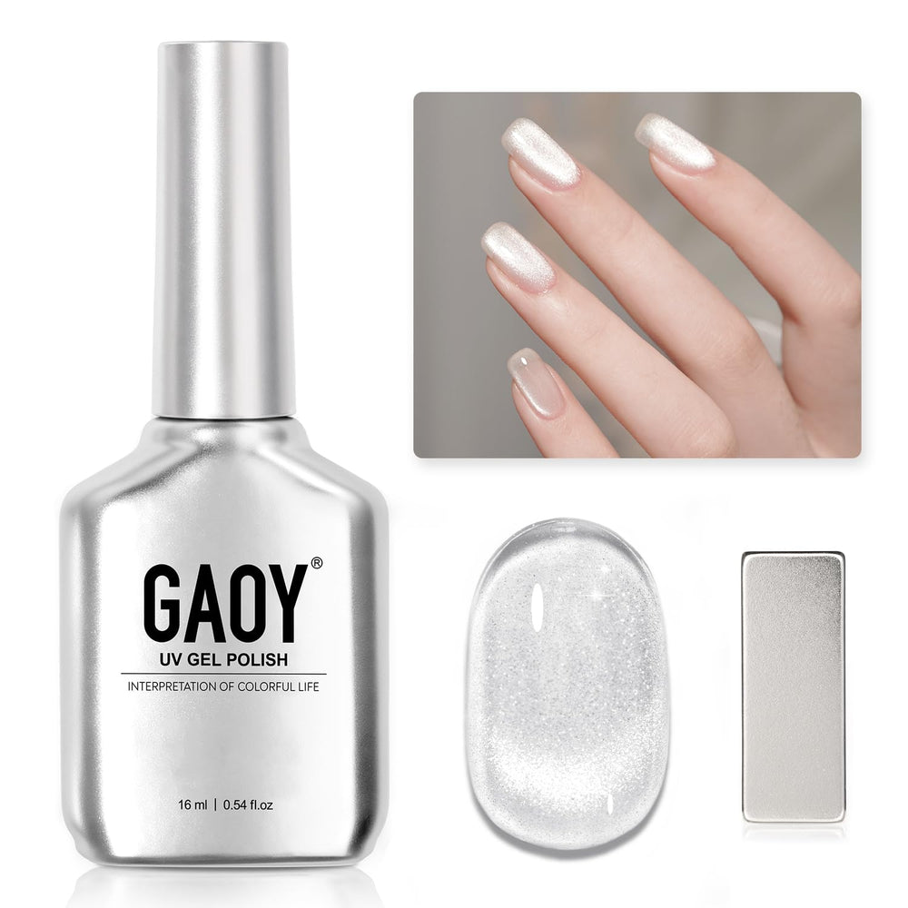 GAOY cat eye gel polish with magnet creates crystal glitter patterns at home