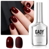 GAOY dark red gel nail polish bottle ready for UV curing, long-lasting color.