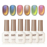 GAOY Glitter Cat Eye magnet pattern demonstrates customizable shimmer for at-home nails.