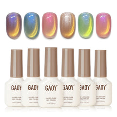 GAOY Glitter Cat Eye magnet pattern demonstrates customizable shimmer for at-home nails.