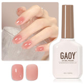 GAOY Jelly Nude Gel Polish bottle showing sheer pink tint for at-home nail art