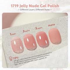 GAOY Jelly Nude Gel Polish swatch reveals translucent pink finish