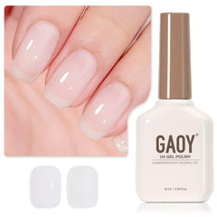 GAOY Milky White gel polish bottle closeup for at-home manicure.