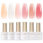 GAOY milky white jelly nude pink shade swatch for natural nails