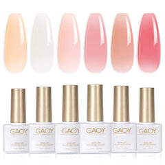 GAOY milky white jelly nude pink shade swatch for natural nails