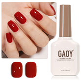 GAOY Ruby Red gel nail polish 16ml bottle closeup for precise at-home manicure.