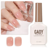 GAOY Sheer Nude Gel Nail Polish bottle and brush showing buildable jelly pink color for at-home manicure.