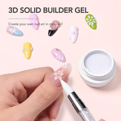GAOY White 3D Sculpting Gel shown on nails for 3D designs