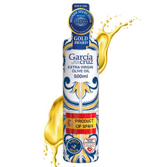 García De La Cruz 1872 bottle front—premium EVOO for finishing dishes
