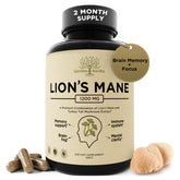 Garden of Herbz Lions Mane Turkey Tail capsules front view for memory support