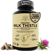 Garden of Herbz milk thistle bottle label highlighting organic formula for liver support
