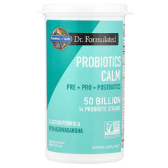 Garden of Life Calm bottle showcases organic ashwagandha and blueberry blend for stress balance.