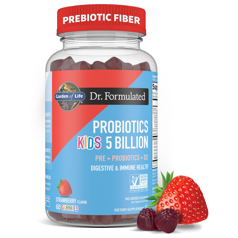 Garden of Life Dr Formulated kids gummies bottle for convenient daily probiotic intake.