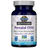 Garden of Life Dr. Formulated Prenatal DHA bottle showing daily omega-3 support for prenatal wellness.