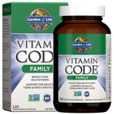 Garden of Life Vitamin Code Family Multi bottle shown for whole-family use and convenience.