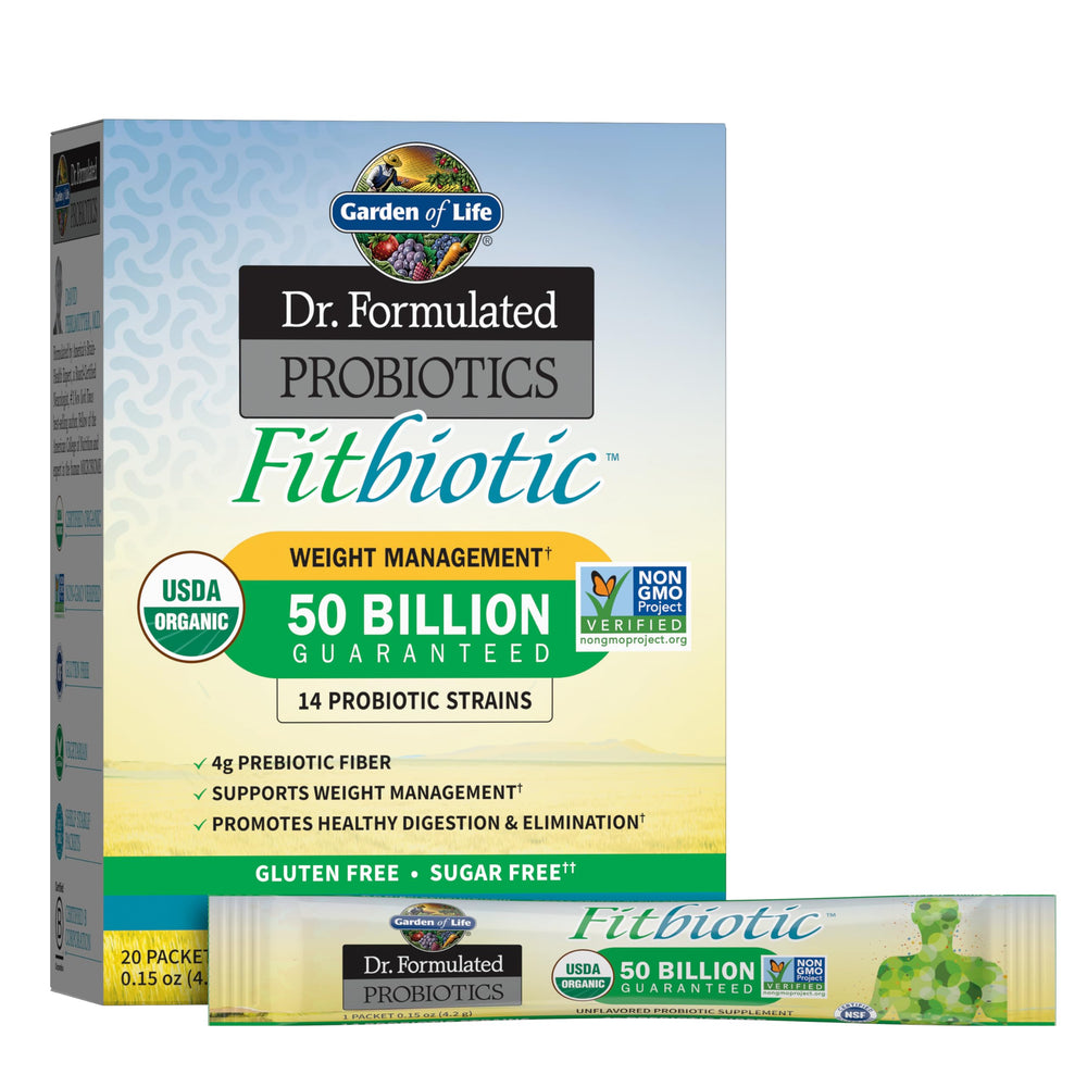 Garden of Life Fitbiotic weight management packet front with 50B CFU