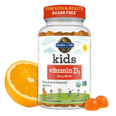 Garden of Life Kids D3 gummies orange bottle showing 60 servings.