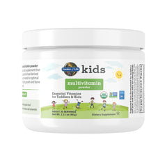 Garden of Life Kids Multivitamin Powder with toddler spoon dispense supports daily nutrition.